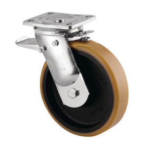 Gebruikte Wiel zwenkwiel met rem Ø 250 mm, Doe-het-zelf en Bouw, Zwenkwielen, Gebruikt, Ophalen of Verzenden