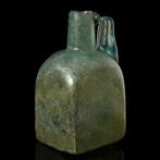 Oud-Romeins vierkante glazen fles, groot, Antiek en Kunst