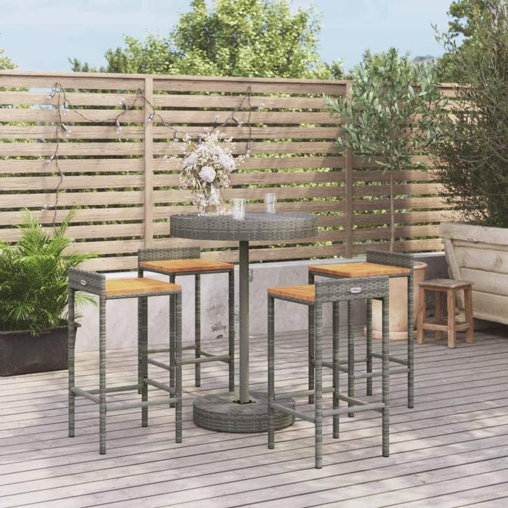 vidaXL 5-delige Tuinbarset poly rattan en massief acaciahout, Tuin en Terras, Tuinsets en Loungesets, Nieuw, Verzenden