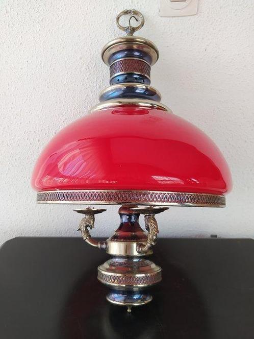 Plafondlamp - Kristal, Messing, Metaal, Antiek en Kunst, Curiosa en Brocante