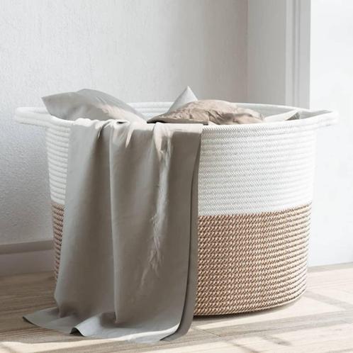 vidaXL Wasmand Ø 55x36 cm katoen bruin en wit, Huis en Inrichting, Woonaccessoires | Overige, Nieuw, Verzenden