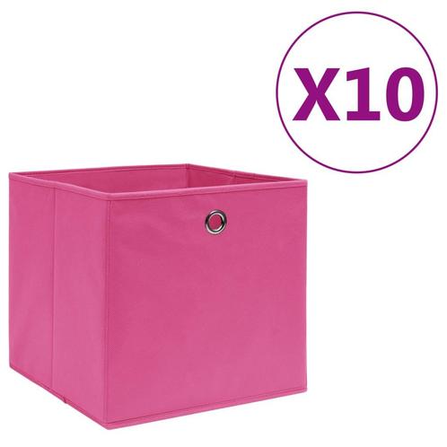 vidaXL Opbergboxen 10 st 28x28x28 cm nonwoven stof roze, Doe-het-zelf en Bouw, Kratten en Dozen, Nieuw, Verzenden