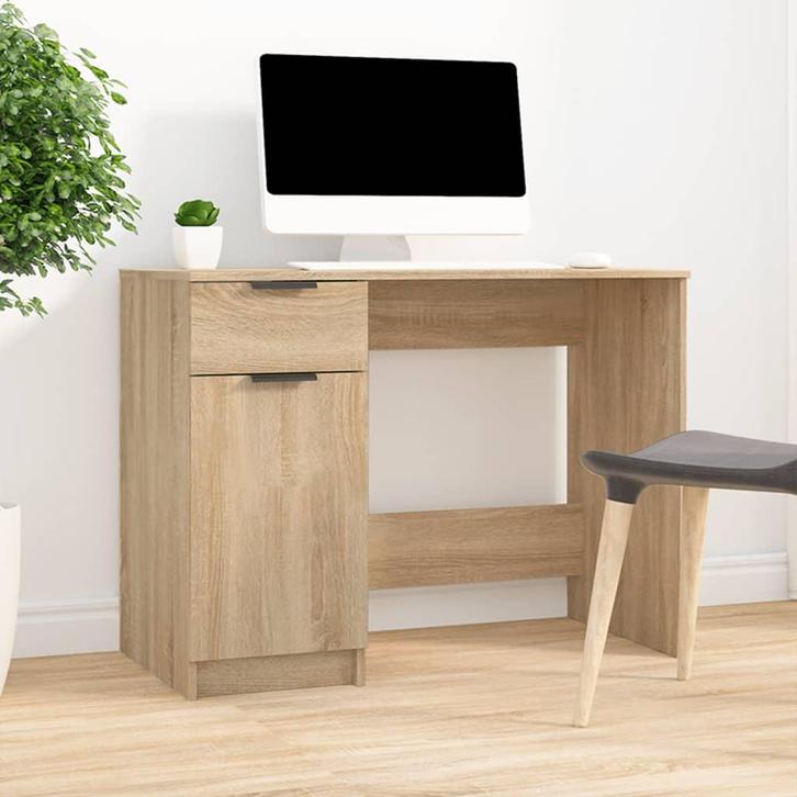 vidaXL Bureau 100x50x75 cm bewerkt hout sonoma eikenkleurig, Huis en Inrichting, Bureaus, Nieuw, Verzenden