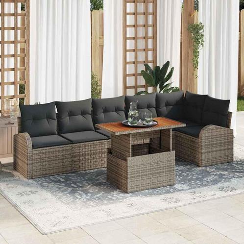 vidaXL Tuinbank Set met kussen 7 pcs Grijs 100 x 55 x 73 cm, Tuin en Terras, Tuinsets en Loungesets, Nieuw, Verzenden