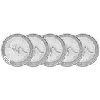 Australië. 5 x 1 oz $1 AUD Silver Kangaroo Coin (Random, Postzegels en Munten