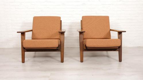 Set van 2 vintage fauteuils | Hans Wegner | Eiken, Huis en Inrichting, Fauteuils, Ophalen of Verzenden
