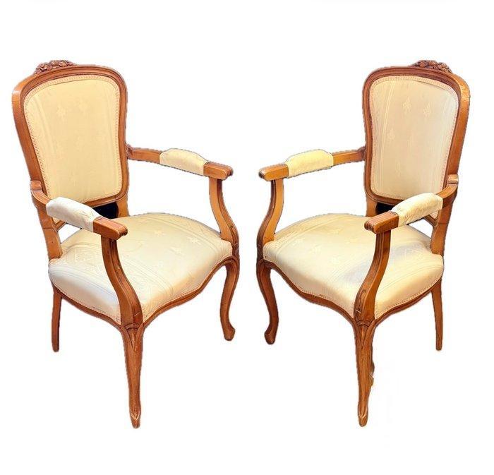 Stoel (2) - Luis XV - Hout, Textiel, Antiek en Kunst, Antiek | Overige Antiek