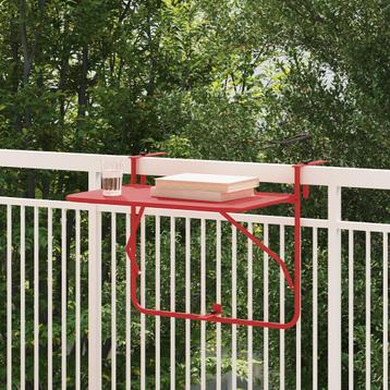 vidaXL Vouwbare Balkon Tafel Rood 60x40 cm Staal, Verzenden
