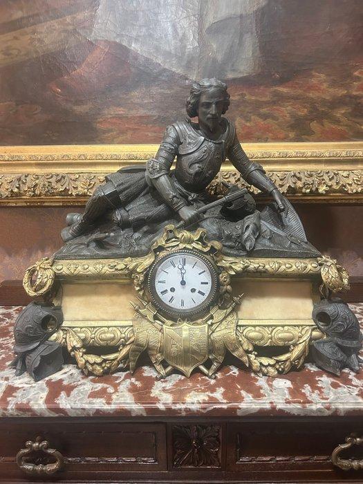 Figurale pendule - Brons, Zinklegering, Steen - 1850-1900, Antiek en Kunst, Antiek | Klokken