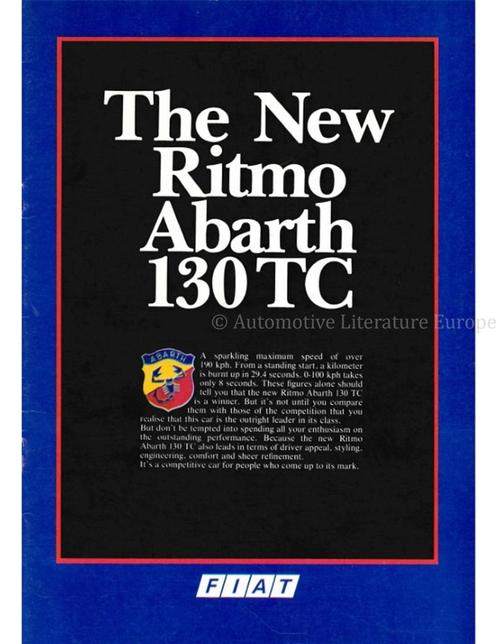 1983 FIAT RITMO ABARTH 130 TC BROCHURE ENGELS, Boeken, Auto's | Folders en Tijdschriften