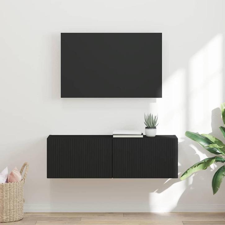 vidaXL TV Wandkast Wandgemonteerd Zwart 60 x 31 x 29.5 cm, Huis en Inrichting, Kasten |Televisiemeubels, Nieuw, Verzenden