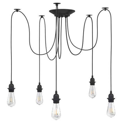 vidaXL Hanglamp met 5 lamphouders E27 metaal zwart, Huis en Inrichting, Lampen | Overige, Nieuw, Verzenden