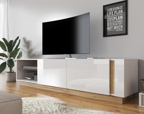 TV-Meubel Ashley - Wit - Eiken - 187 cm, Huis en Inrichting, Kasten |Televisiemeubels, 25 tot 50 cm, Nieuw, 150 tot 200 cm, Overige materialen