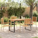 vidaXL Tuin Eettafel Set 5 pcs Beige Massief Acacia Hout, Verzenden, Nieuw