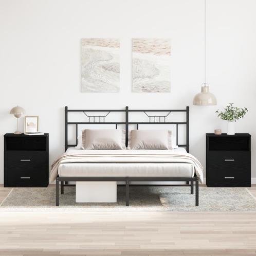 vidaXL Nachtkastjes 2 stuks Zwart Eiken 50x32x60cm Bewerkt, Huis en Inrichting, Slaapkamer | Nachtkastjes, Nieuw, Verzenden