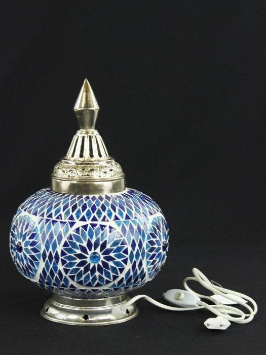 Tafellamp in Oosters blauw wit mozaiek - Tafellamp - Glas, Antiek en Kunst, Curiosa en Brocante