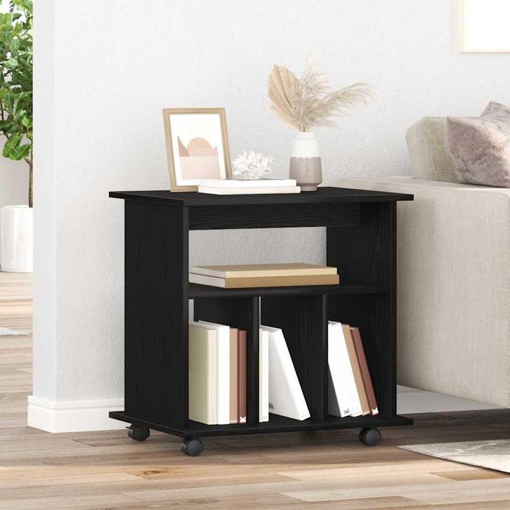 vidaXL Rollende kast met wiel Zwart Eiken 60 x 45 x 55 cm, Huis en Inrichting, Kasten | Overige, Nieuw, Verzenden