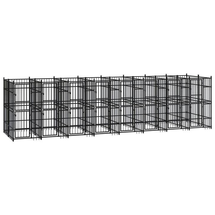 vidaXL Hondenkennel 14,75 m² staal, Dieren en Toebehoren, Hondenbenches, Nieuw, Verzenden