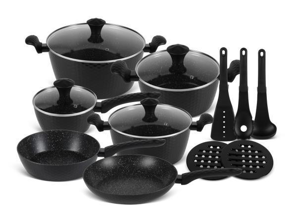 Veiling - 15-delige Luxe Pannenset van Gesmeed Aluminium, Huis en Inrichting, Keuken | Potten en Pannen