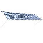 vidaXL Luifel uittrekbaar 400x150 cm blauw en wit, Jardin & Terrasse, Protection solaire, Verzenden