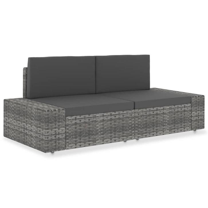 vidaXL Tweezitsbank sectioneel poly rattan grijs, Tuin en Terras, Tuinsets en Loungesets, Nieuw, Verzenden
