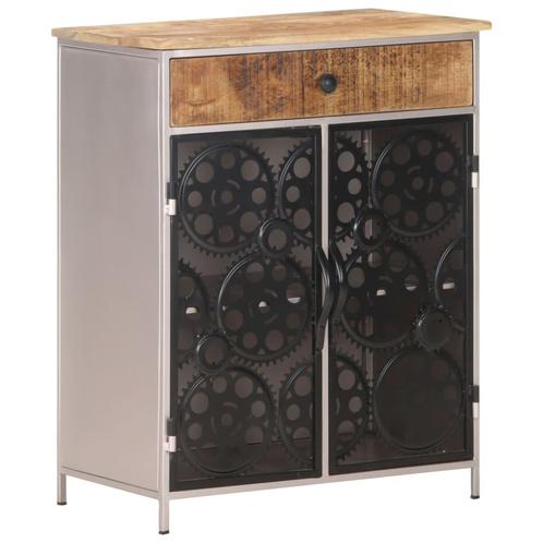 vidaXL Dressoir 60x35x75 cm ruw mangohout en ijzer, Huis en Inrichting, Kasten | Dressoirs, Nieuw, Verzenden