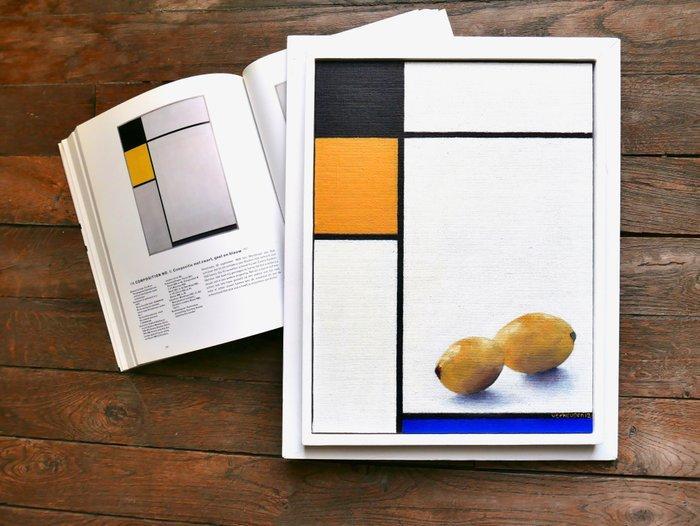 Jos Verheugen - Free after Mondrian, with Lemons (M108), Antiek en Kunst, Kunst | Schilderijen | Modern