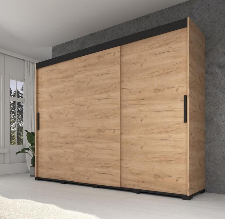 Kledingkast - Eiken 250x62x195 - Garderobekast schuifdeuren, Huis en Inrichting, Kasten | Overige, Nieuw, Verzenden