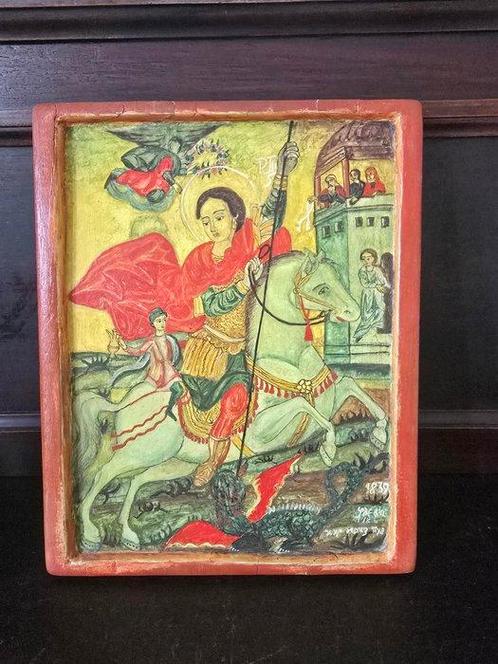 0xec6d0 (XX-XXI) - Icona di San Giorgio che uccide il drago., Antiek en Kunst, Antiek | Boeken en Manuscripten