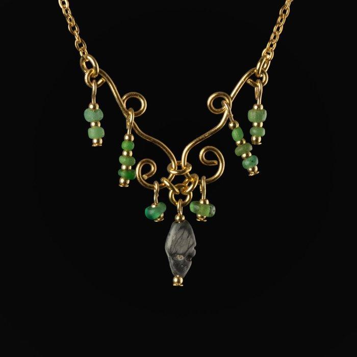 Romain antique Collier avec des perles de verre vert romain, Antiquités & Art, Antiquités | Autres Antiquités