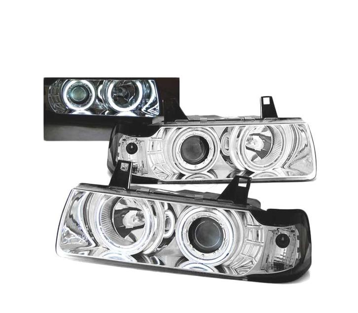 Phares Pour Bmw E36 90-99 S C T Angel Eyes Chromé, Auto-onderdelen, Verlichting, Verzenden