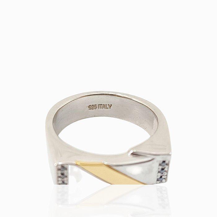 Zonder Minimumprijs - Ring Zilver - 0.06ct. tw. Diamant, Handtassen en Accessoires, Ringen