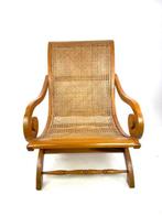 Stoel - Hout, gevlochten rietenwerk - Zitje van hout met, Antiek en Kunst