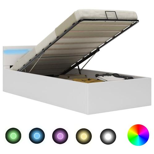 vidaXL Cadre de lit à rangement avec LED blanc, Maison & Meubles, Chambre à coucher | Lits, Neuf, Envoi