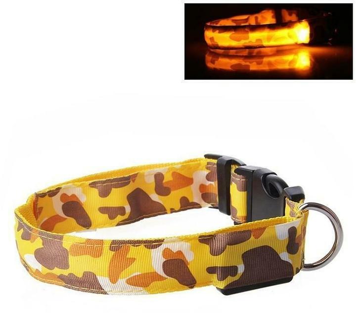 LED Halsband Camo GEEL, Dieren en Toebehoren, Honden-accessoires, Verzenden