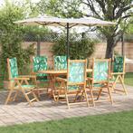 vidaXL Tuin Eettafel Set 7 pcs Bladpatroon 6-Persoons Hout &, Verzenden, Nieuw