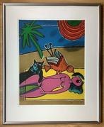 Corneille (1922-2010) - Au Soleil avec Oiseau et chat, Antiek en Kunst