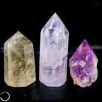 Exquisiet kristallen ensemble uit citrien, rozenkwarts en