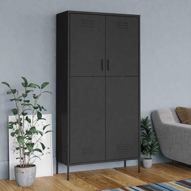vidaXL Kledingkast 90x50x180 cm staal antracietkleurig, Huis en Inrichting, Kasten | Kleerkasten, Nieuw, Verzenden