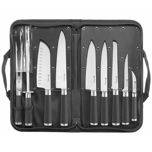 Messenset | RVS | Zwart | 9 Stuks | Incl. Foudraal |, Zakelijke goederen, Horeca | Keukenapparatuur, Nieuw in verpakking, Verzenden