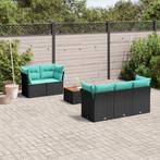 vidaXL 6-delige Loungeset met kussens poly rattan zwart, Verzenden, Loungeset