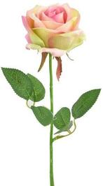Zijden Roos Roze Groen Single 45 cm per stuk, Nieuw