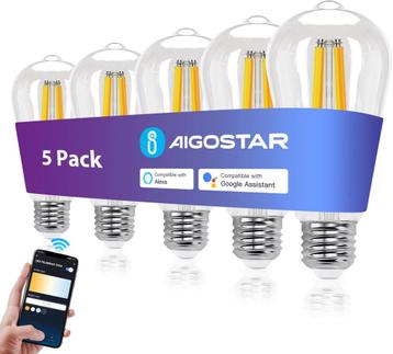 Aigostar LED Filament lamp - Dimbaar - 6W - E27 - 5 Stuks, Verzenden