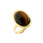 Gouden ring met tijgeroog (vintage, geelgoud) (vintage), 18 tot 19, Gebruikt, Overige kleuren, Ophalen of Verzenden