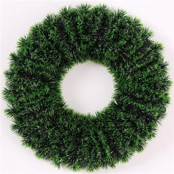 Dennenkrans kunst 37cm. tinsel wreath green/black krans