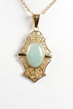 Halsketting Geel goud Jade, Handtassen en Accessoires, Antieke sieraden