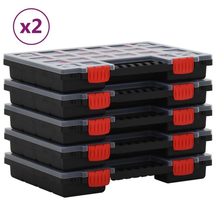 vidaXL Assortimentsdozen 10 st 34,5x25x5 cm polypropeen, Doe-het-zelf en Bouw, Gereedschapskisten, Nieuw, Verzenden