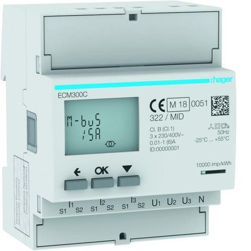 Hager Elektriciteitsmeter - ECM300C, Doe-het-zelf en Bouw, Elektriciteit en Kabels, Verzenden