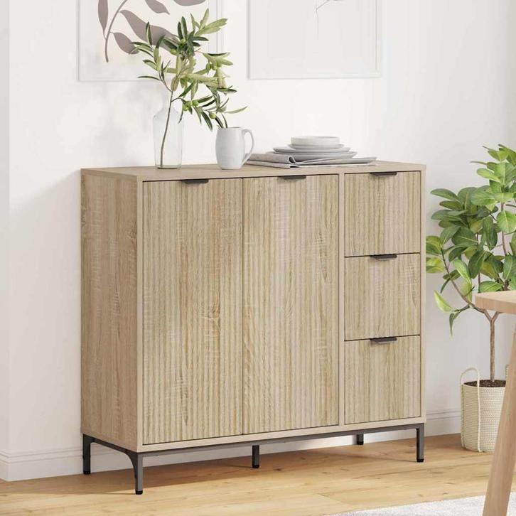 vidaXL Dressoir met lade Sonoma eiken 89.5 x 33 x 82 cm, Huis en Inrichting, Kasten | Dressoirs, Nieuw, Verzenden