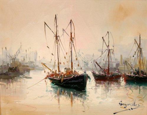 Antonio Segrelles (XX) - Vista de un puerto, Antiek en Kunst, Kunst | Schilderijen | Klassiek
